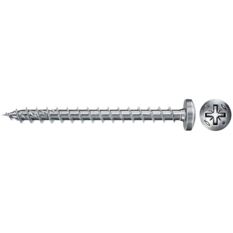 Vis PowerFast ii fpf ii pzf, 45x35 bc, Tête ronde, Entraînement pz, Filetage plein, Zingué, Boîte 200 Fischer 670338