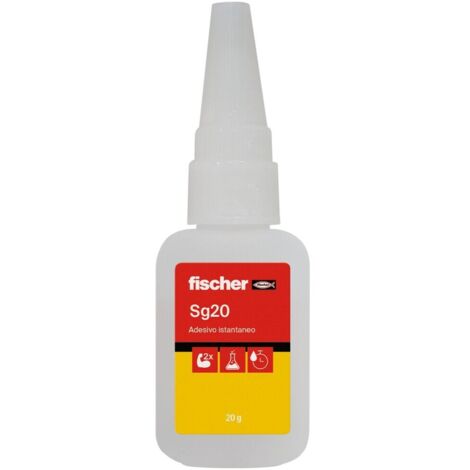 Fischer Adesivo Istantaneo SG 20 gr, Cianoacrilato, Super Colla Ultrarapida Attaccatutto - Non si Occlude la Punta - per Gomma, Plastica, Pelle, Legno, Ceramica