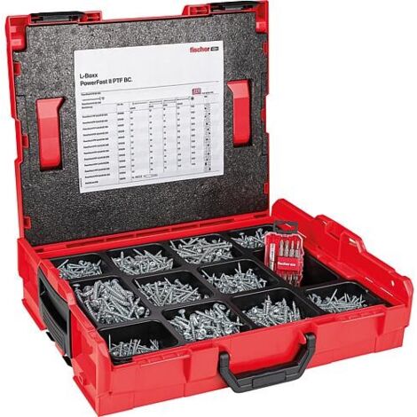Fischer – Assortiment de vis à bois Power-Fast II – Tête demi-ronde – 1801 pièces – Galvanisé pour intérieur/extérieur – L-Boxx 102