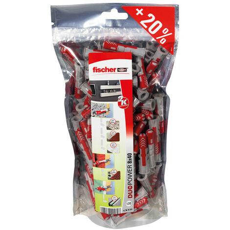 Fischer Big Pack Tasselli Duopower 8 (120), Grigio Rosso, 8 x 40 mm 120 pz