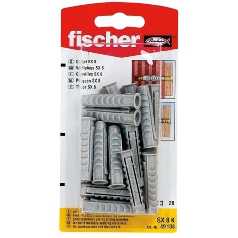 FISCHER blister taco nylon fischer sx med.taco 8-40 , Blister de tacos de nylon SX de la marca Fischer distribuye la fuerza de muy bien en el material debido a su expansión cuádruple.Además de la típi