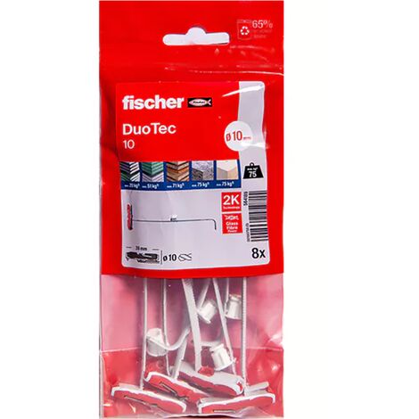 Fischer – Boite de 8 chevilles nylon Ø10 x 50 mm pour plafond – Fixation solide matériaux creux – Charge maximale 30 kg