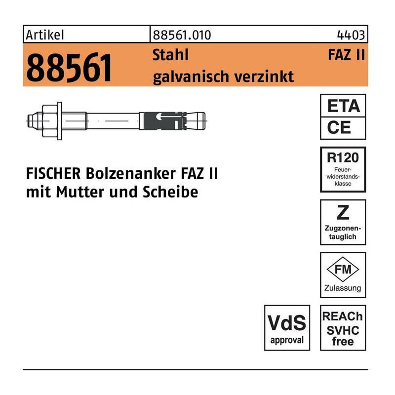 Ankerbolzen R 88561 FAZ II 24/ 30 Stahl galvanisch verzinkt galvanisch verzinkt - Fischer