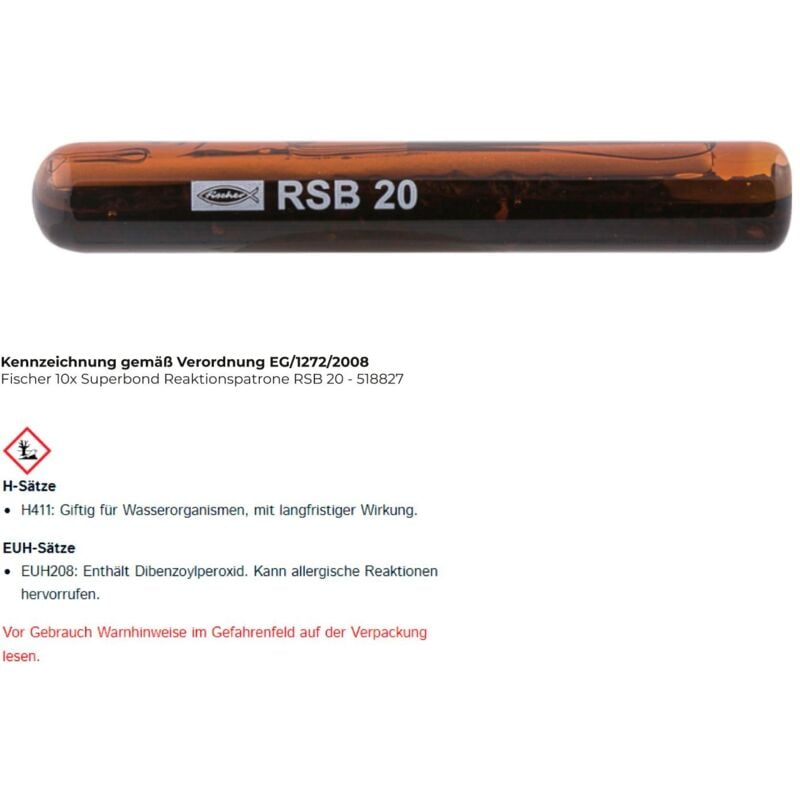 Fischer - 10x cartouche de réaction Superbond rsb 20 - 518827