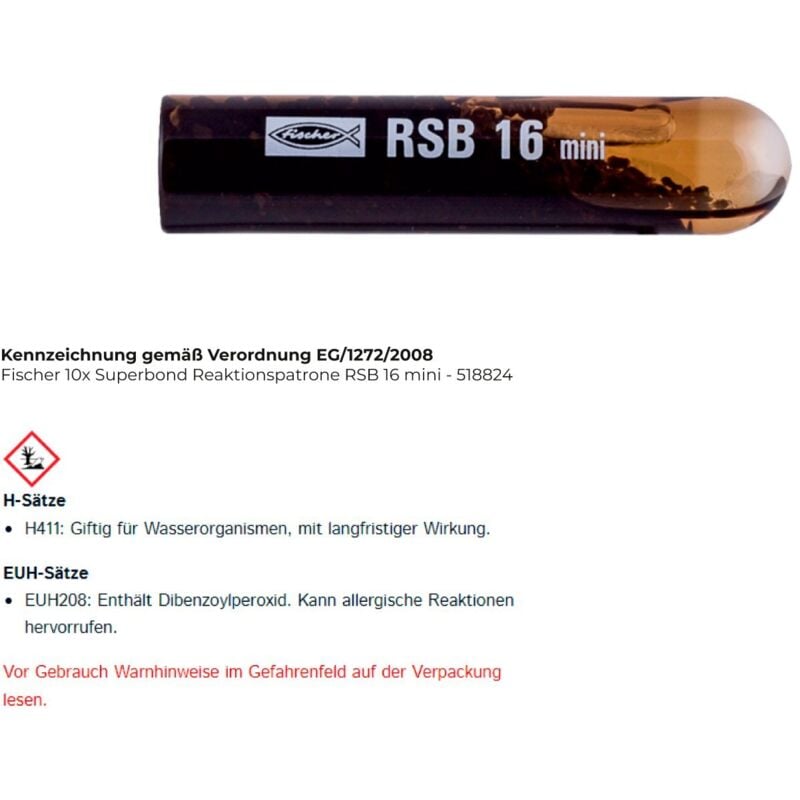 10x cartouche de réaction Superbond rsb 16 mini - 518824 - Fischer