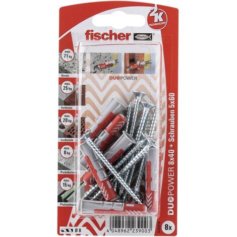 Set de chevilles 40 mm Fischer DUOPOWER 535215 1 set