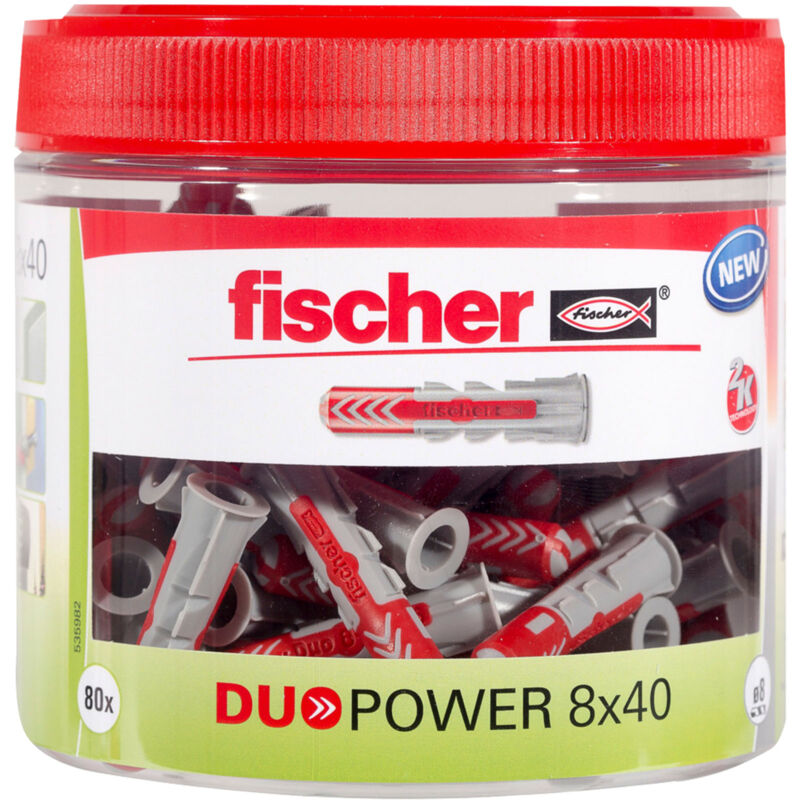 Fischer – Boîte de 80 chevilles bi-matière Duopower 8 x 40 mm – Fixation solide pour béton, brique et plaques de plâtre – Installation facile Fischer – Boîte de 80 chevilles bi-matière Duopower 8 x 40 mm – Fixation solide pour béton, brique et plaques de plâtre – Installation facile