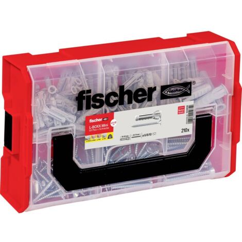 Fischer – Cheville en bois 532891 – Lot de 210 pièces – Pour supports variés – Longueur 30/40/50mm – Matériau plastique et métal