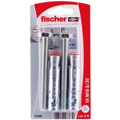 Fischer – Cheville lourde M10 pour béton non fissuré – Acier galvanisé – Blister de 2 unités – Fixation sécurisée pour dispositifs antichute