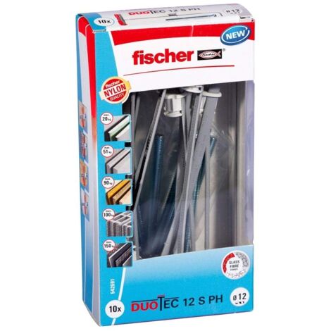 Fischer – Cheville pour corps creux 60mm – 12mm de diamètre de perçage – 10 pièces – 542591 – Nylon à deux composants pour fixation sécurisée