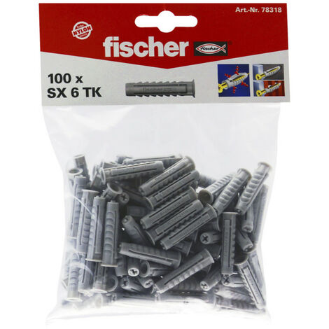Fischer – Cheville pour matériaux pleins – 100 pièces – Pour béton, brique pleine et pierre naturelle – Charge maximale 50kg