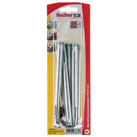 Fischer – Cheville pour tout type de support 132 mm – Charge maximale 100 kg – Lot de 6 pièces – Pour béton armé et maçonnerie - F10M132K