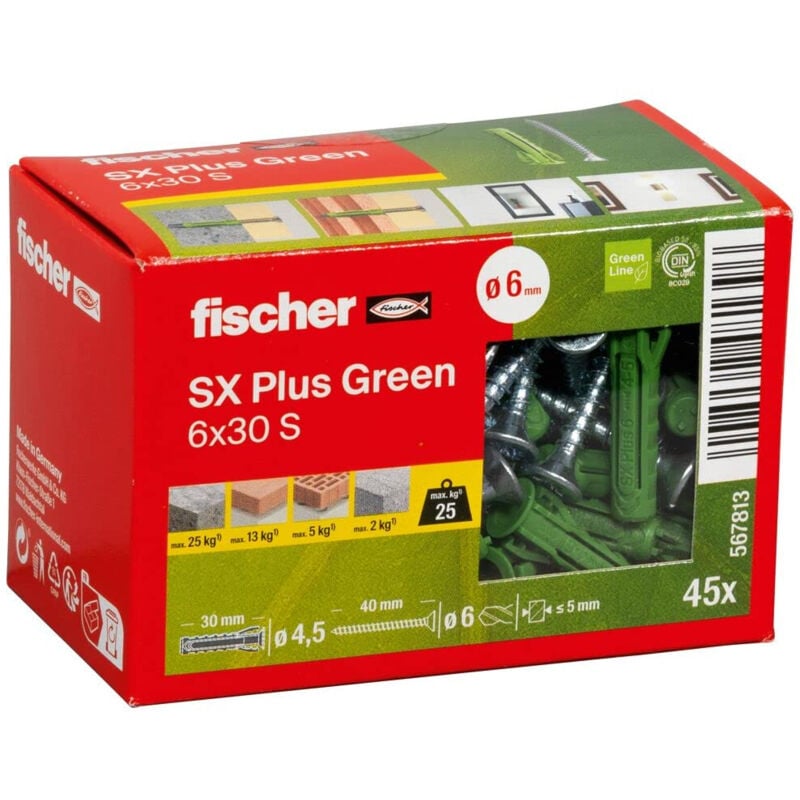 Cheville sx plus green 6X30 s 567813 - Fischer