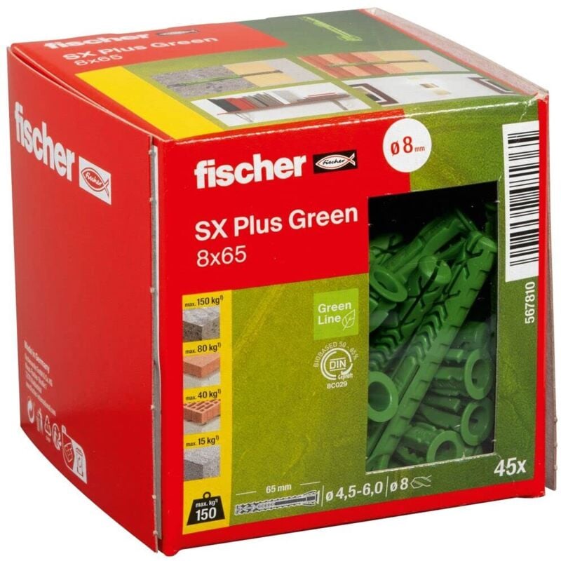 Fischer - cheville sx plus green 8X65 567810