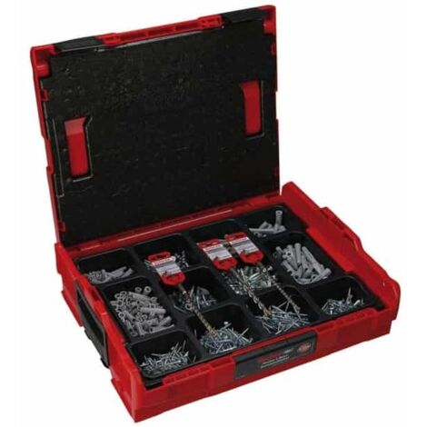 Fischer – Chevilles nylon pour tous matériaux – Lot de 500 pièces – Charge maximale 80 kg – Mallette L-Boxx pour rangement optimisé