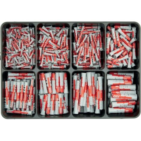 Fischer – Coffret chevilles 55 Duopower – Assortiment 7 tailles pour béton armé – Boîte de rangement incluse – Pour fixation murale