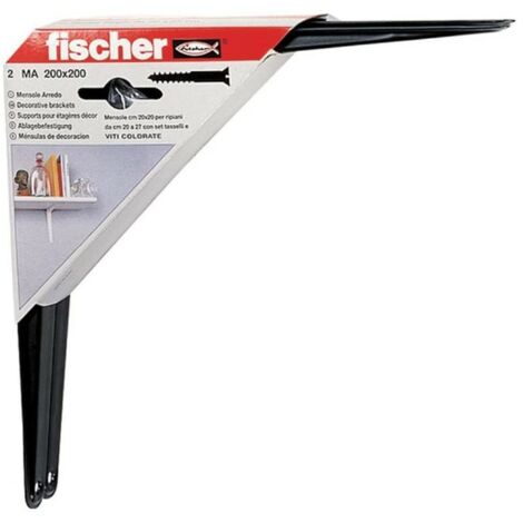 FISCHER - COPPIA REGGIMENSOLE PER ARREDOCASA 200x200MM - IN ACCIAIO SMALTATO COLORE NERO