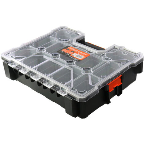 Fischer Darex – Boîte à compartiments 12 bacs amovibles – Dimensions L 440 x H 105 x l 360 mm – Volume utile 8 L – Poignée ergonomique intégrée
