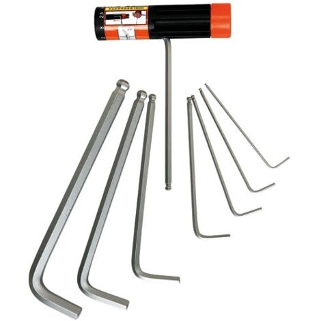 FISCHER DAREX - Cle male hexagonale longues a boules avec porte outils x 8