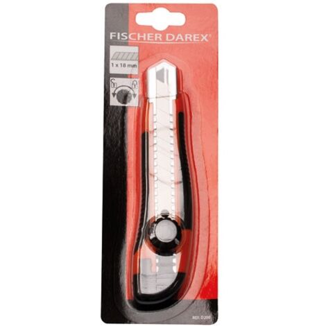 Fischer Darex – Cutter 18mm bi-matière léger – Lame de précision pour coupes nettes – Ergonomique avec verrou de sécurité – Couleur jaune vif