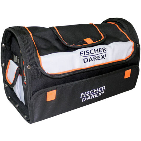 Fischer Darex – Sac à outils textile 21 L en nylon 600 deniers – Compartiments multiples – Poche smartphone et porte-mesure inclus