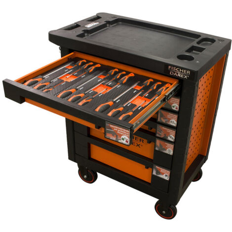 Fischer Darex – Servante d'atelier roulante 6 tiroirs – Acier renforcé – Verrouillage à clé – Charge max 700kg – Dimensions 460x780x900mm