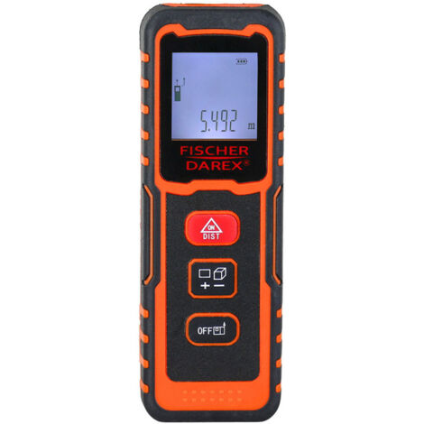 Fischer Darex – Télémètre laser 30 mètres – Précision de mesure +/- 2 mm – Écran LCD rétroéclairé – Mesures indirectes et calculs de surface