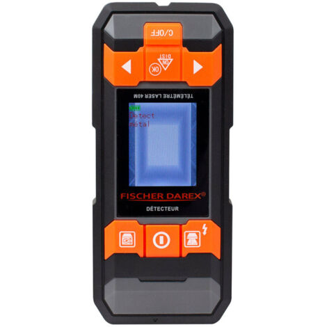 Fischer Darex – Télémètre laser 40m – Détecteur de matériaux pour bois jusqu'à 38mm et métaux jusqu'à 100mm – Autonomie 5000 mesures