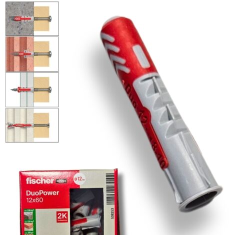 Fischer Dübel - 12 x 60 mm - 25er Pack - Robustes Nylon - Für Holz und Beton - Dauerhafte Befestigung