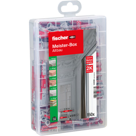 Fischer Duopower 6/8 x 10,5 Nylon-Dübel Spreizdübel Klappdübel Hohlraumdübel mit Kragen 150 Stk.