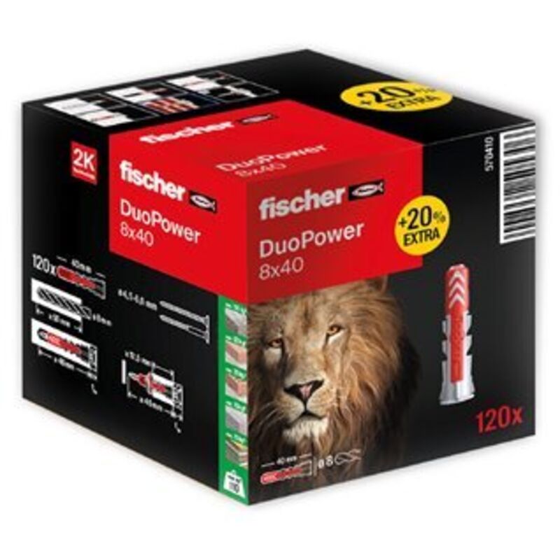 Duopower 8 x 40 cheville 2 éléments 40 mm 8 mm 570410 120 pc(s) - Fischer
