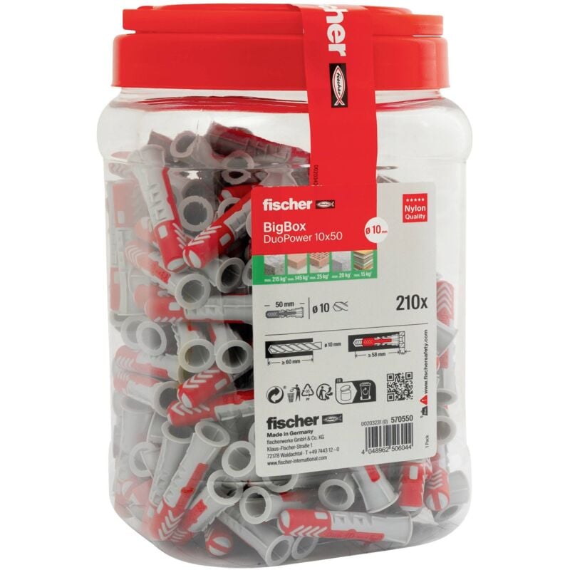 Fischer - 570550 DuoPower Set de chevilles 50 mm 10 mm 210 pc(s)