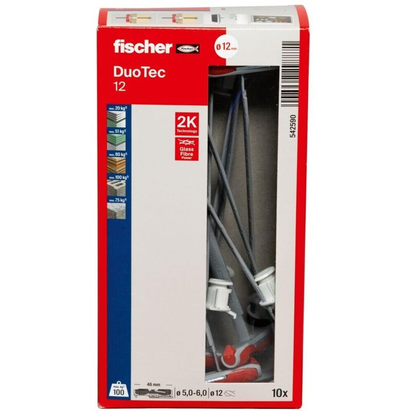 542590 duotec 12 ld Tasselli per vuoti e cavità 10 pz. - Fischer