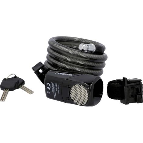 Fischer Fahrrad – Antivol à câble spiralé 12mm 120cm avec alarme 110dB – Support inclus – 2 clés réversibles – Protection vélo efficace - Y342153