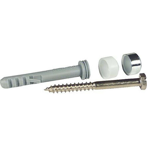 Fischer – Fixation pour WC – Chevilles et vis en laiton pour montage traversant – Capuchons chromés et blancs – Modèle S 8 RD 80