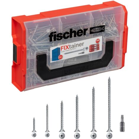 Fischer FixTainer 700x Viti per Legno Torx PowerFast FPF II CTF, Include 2 Inserti per Avvitatore, Filetto Totale, Autofilettanti, Testa Svasata, 562273