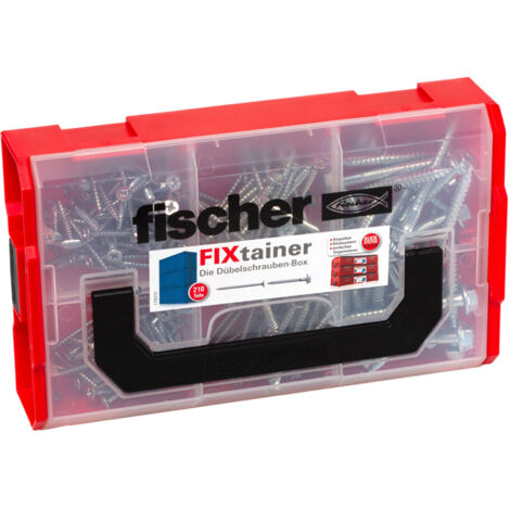 FISCHER FIXTAINER LOT DE 210 VIS (120 X SK 4,5 X 40, 60 X SK 5 X 60, 30 X VIS DE SÉCURITÉ 7,0 X 69 6 PANS US T40), JEU DE CHEVIL