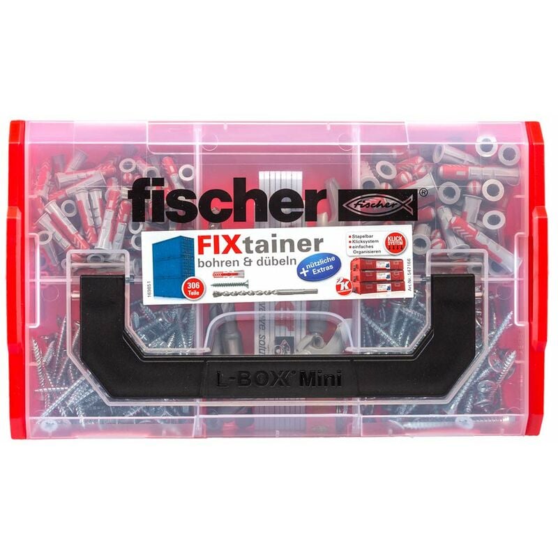 Fischer - 547166 Foratrice (306 pezzi), Fixtainer - foratura e tasselli + Extra