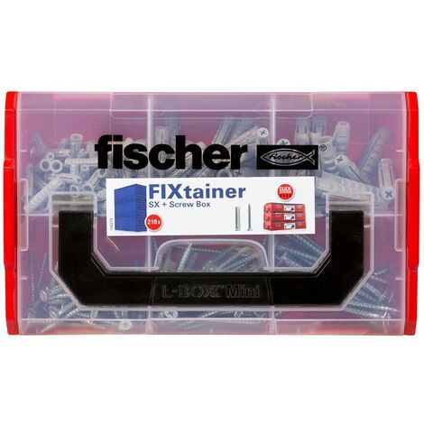 513433 Fischer Kit Easy Box 252 pezzi Tasselli con Ganci e Viti Assortite per Fissaggio su Muro Pieno e Mattone forato