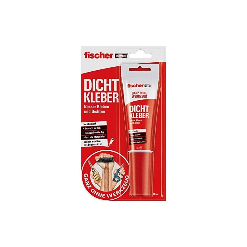 Fischer - 545862 dicht, 1 colle et joint d'étanchéité pour l'intérieur et l'extérieur rouge 80 ml