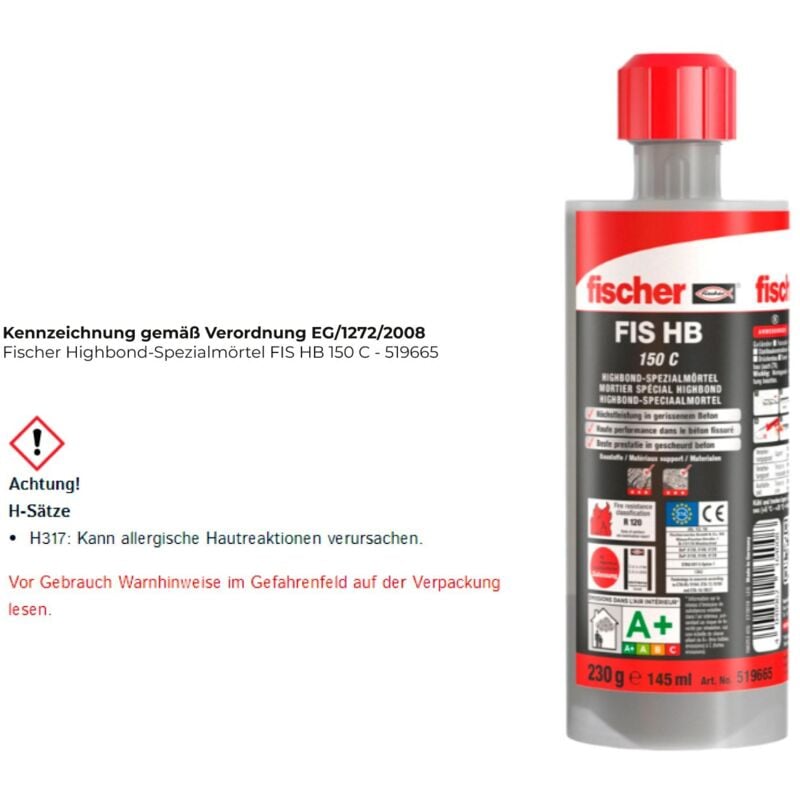 Fischer Mortier spécial highbond FIS HB 150 C - 519665