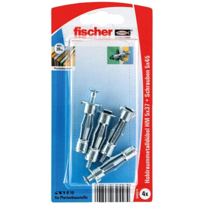 Fischer Hohlraumdübel aus Metall 5.0 x 37 mm - 4 Stück Dübel