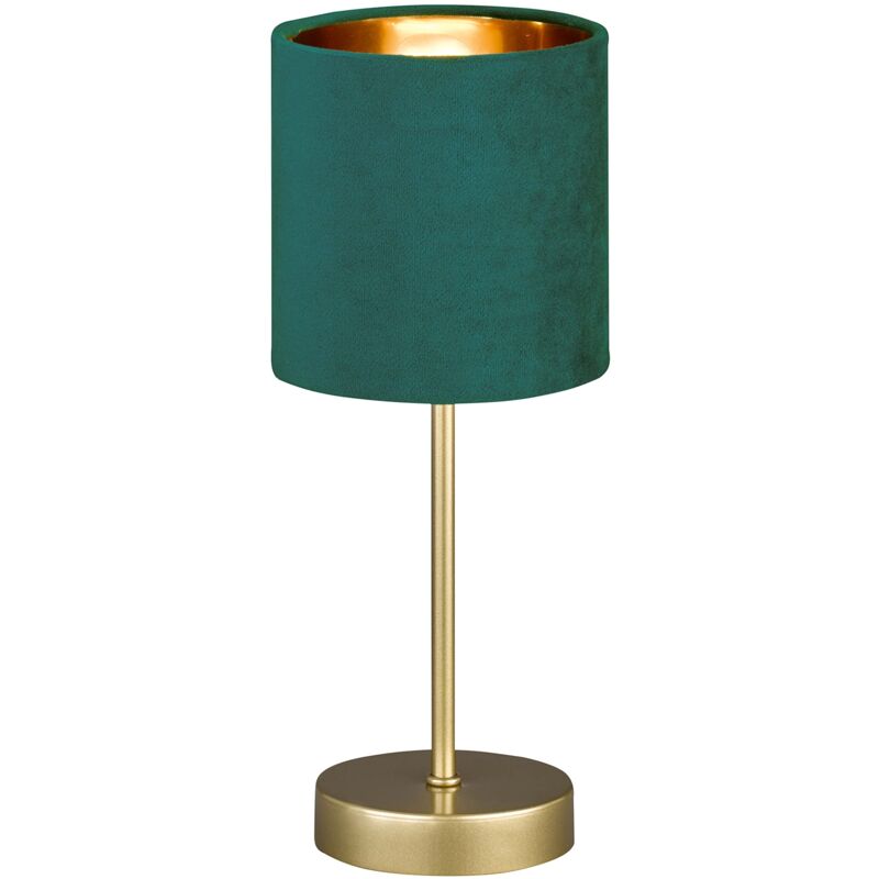 Image of Honsel Lampada da tavolo Aura, elegante lampada da tavolo dal design classico con interruttore a cavo, 1 attacco e 14, metallo dorato e paralume in