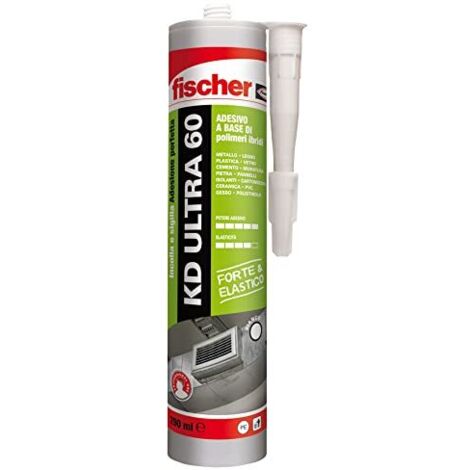 Fischer KD ULTRA 60 Bianco, Sigillante Adesivo Extra Forte MS Polimerico - Resistente agli Agenti Atmosferici, Colla Multimateriale, per Interni ed Esterni, Verniciabile e Levigabile - 290 ml