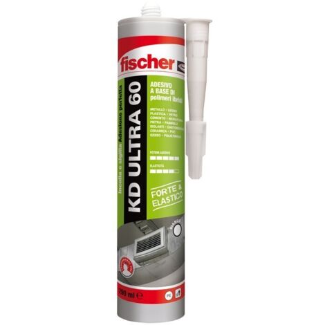 Fischer KD ULTRA 60 Grigio, Adesivo Polimerico Sigillante, Colla MS Extra Forte Resistente agli Agenti Atmosferici, per Giunzioni Resistenti nel Tempo Soggette a Movimento, per Esterni e Interni