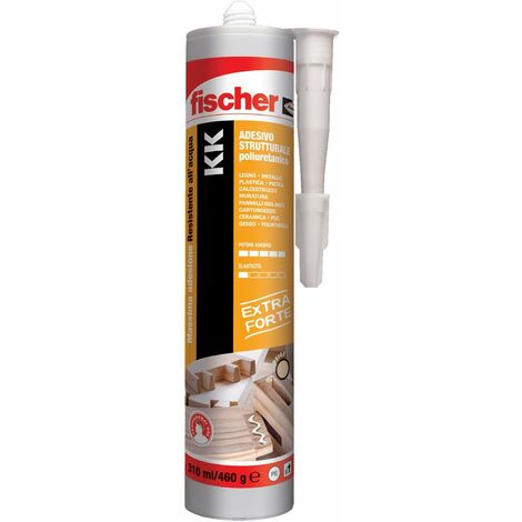 Fischer KK Adesivo Strutturale Poliuretanico, Colla di Montaggio per Legno, Resistente all'Acqua, per Mobili, Serramenti, PVC, Plastica, Pietra, Muratura, e Cartongesso, 544663