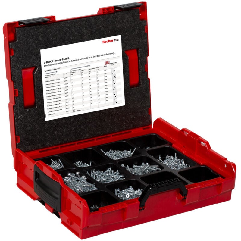 Assortiment de vis pour panneaux d'aggloméré Fischer PowerFast ii 1801 pcs. en l-boxx 102