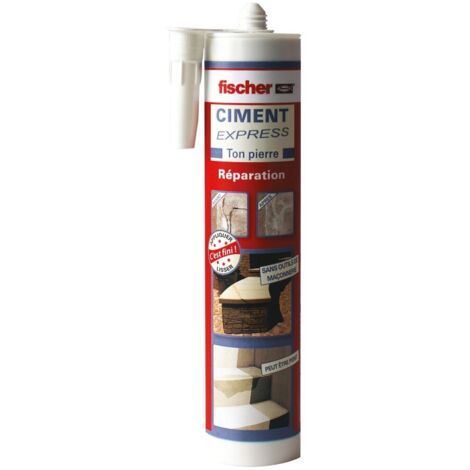 Fischer – Lot de 12 cartouches ciment express 310 ml – Ton pierre – Prêt à l'emploi pour maçonnerie et réparation de pierres – Nettoyage à l'eau