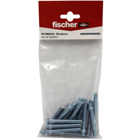 Fischer – Lot de 20 pattes à vis en acier électrozingué 6 x 40 mm – Pour chevilles type HM – Fixation colliers et accessoires