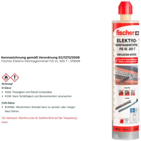 Fischer Mortier de montage électrique FIS VL 300 T - 519558